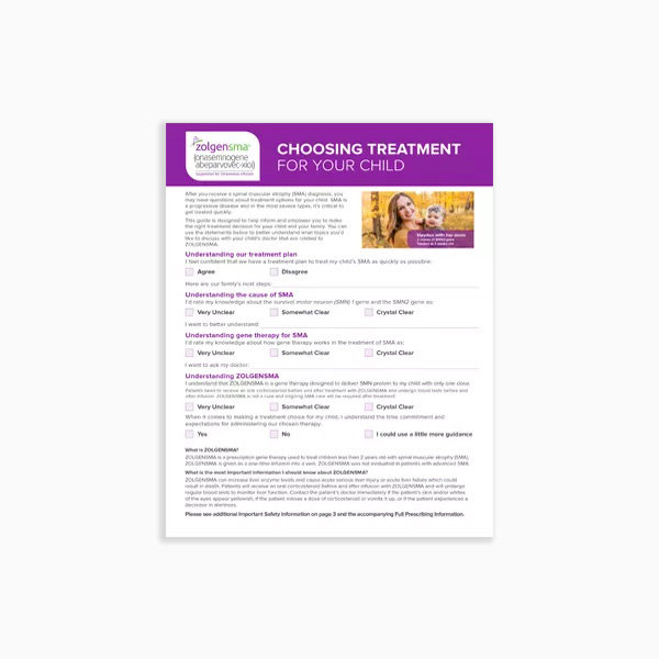 Discussing ZOLGENSMA® (onasemnogene abeparvovec-xioi) with your child’s doctor.